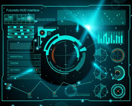 Abstract future, concept vector futuristic blue virtual graphic touch user interface HUD. For web,...