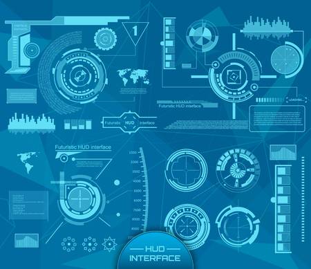 Abstract future, concept vector futuristic blue virtual graphic touch user interface HUD. For web, site, mobile applications isolated on background, techno, online design, business, gui, ui, kit, hudのイラスト素材