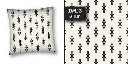 Abstract concept vector monochrome geometric pattern. Black and white minimal background. Creative illustration template. Seamless stylish texture. For wallpaper, surface, web design, textile, decorのイラスト素材