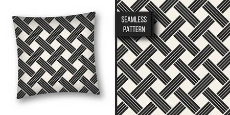 Abstract concept vector monochrome geometric pattern. Black and white minimal background. Creative illustration template. Seamless stylish texture. For wallpaper, surface, web design, textile, decorのイラスト素材