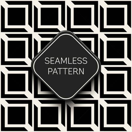 Abstract concept vector monochrome geometric pattern. Black and white minimal background. Creative illustration template. Seamless stylish texture. For wallpaper, surface, web design, textile, decorのイラスト素材
