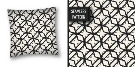 Abstract concept vector monochrome geometric pattern. Black and white minimal background. Creative illustration template. Seamless stylish texture. For wallpaper, surface, web design, textile, decorのイラスト素材