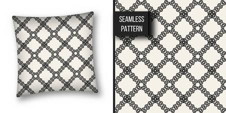 Abstract concept vector monochrome geometric pattern. Black and white minimal background. Creative illustration template. Seamless stylish texture. For wallpaper, surface, web design, textile, decorのイラスト素材