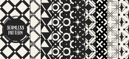 Abstract concept vector monochrome geometric pattern. Black and white minimal background. Creative illustration template. Seamless stylish texture. For wallpaper, surface, web design, textile, decorのイラスト素材