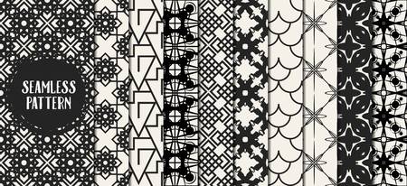 Abstract concept vector monochrome geometric pattern. Black and white minimal background. Creative illustration template. Seamless stylish texture. For wallpaper, surface, web design, textile, decorのイラスト素材