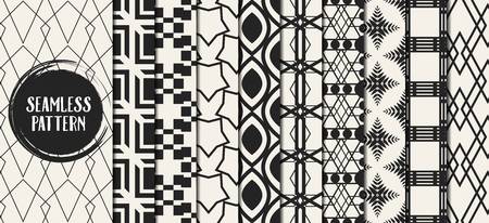 Abstract concept vector monochrome geometric pattern. Black and white minimal background. Creative illustration template. Seamless stylish texture. For wallpaper, surface, web design, textile, decorのイラスト素材