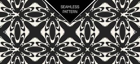 Abstract concept vector monochrome geometric pattern. Black and white minimal background. Creative illustration template. Seamless stylish texture. For wallpaper, surface, web design, textile, decorのイラスト素材