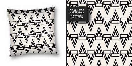 Abstract concept vector monochrome geometric pattern. Black and white minimal background. Creative illustration template. Seamless stylish texture. For wallpaper, surface, web design, textile, decorのイラスト素材