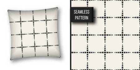 Abstract concept vector monochrome geometric pattern. Black and white minimal background. Creative illustration template. Seamless stylish texture. For wallpaper, surface, web design, textile, decorのイラスト素材