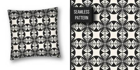 Abstract concept vector monochrome geometric pattern. Black and white minimal background. Creative illustration template. Seamless stylish texture. For wallpaper, surface, web design, textile, decorのイラスト素材