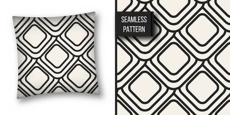 Abstract concept vector monochrome geometric pattern. Black and white minimal background. Creative illustration template. Seamless stylish texture. For wallpaper, surface, web design, textile, decorのイラスト素材