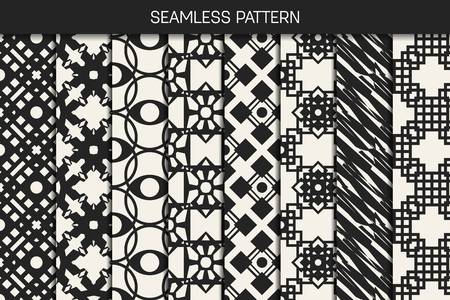 Abstract concept vector monochrome geometric pattern. Black and white minimal background. Creative illustration template. Seamless stylish texture. For wallpaper, surface, web design, textile, decorのイラスト素材