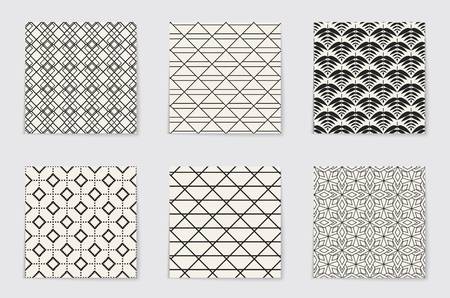 Abstract concept vector monochrome geometric pattern. Black and white minimal background. Creative illustration template. Seamless stylish texture. For wallpaper, surface, web design, textile, decorのイラスト素材