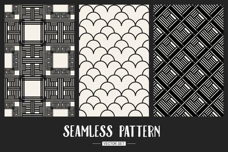 Abstract concept vector monochrome geometric pattern. Black and white minimal background. Creative illustration template. Seamless stylish texture. For wallpaper, surface, web design, textile, decorのイラスト素材