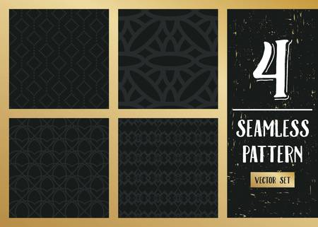 Abstract concept vector monochrome geometric pattern. Dark blue, gold minimal background. Creative illustration template. Seamless stylish texture. For wallpaper, surface, web design, textile, decorのイラスト素材