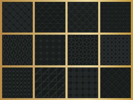 Abstract concept vector monochrome geometric pattern. Dark blue, gold minimal background. Creative...