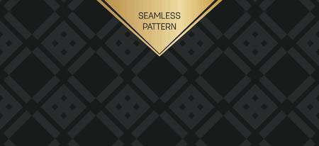 Abstract concept vector monochrome geometric pattern. Dark blue, gold minimal background. Creative illustration template. Seamless stylish texture. For wallpaper, surface, web design, textile, decor.のイラスト素材