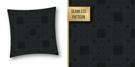 Abstract concept vector monochrome geometric pattern. Dark blue, gold minimal background. Creative illustration template. Seamless stylish texture. For wallpaper, surface, web design, textile, decor.のイラスト素材