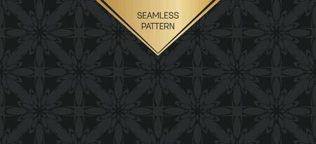 Abstract concept vector monochrome geometric pattern. Dark blue, gold minimal background. Creative illustration template. Seamless stylish texture. For wallpaper, surface, web design, textile, decor.のイラスト素材