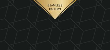 Abstract concept vector monochrome geometric pattern. Dark blue, gold minimal background. Creative illustration template. Seamless stylish texture. For wallpaper, surface, web design, textile, decor.のイラスト素材
