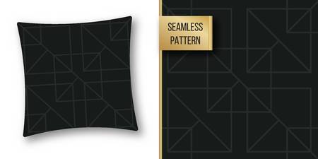 Abstract concept vector monochrome geometric pattern. Dark blue, gold minimal background. Creative illustration template. Seamless stylish texture. For wallpaper, surface, web design, textile, decor.のイラスト素材