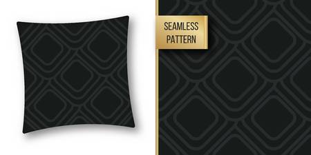 Abstract concept vector monochrome geometric pattern. Dark blue, gold minimal background. Creative illustration template. Seamless stylish texture. For wallpaper, surface, web design, textile, decor.のイラスト素材