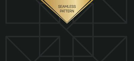 Abstract concept vector monochrome geometric pattern. Dark blue, gold minimal background. Creative illustration template. Seamless stylish texture. For wallpaper, surface, web design, textile, decor.のイラスト素材