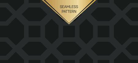 Abstract concept vector monochrome geometric pattern. Dark blue, gold minimal background. Creative illustration template. Seamless stylish texture. For wallpaper, surface, web design, textile, decor.のイラスト素材