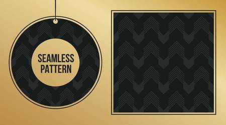 Abstract concept vector monochrome geometric pattern. Dark blue, gold minimal background. Creative illustration template. Seamless stylish texture. For wallpaper, surface, web design, textile, decor.のイラスト素材