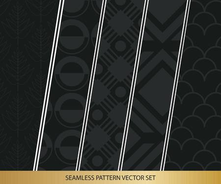 Abstract concept vector monochrome geometric pattern. Dark blue, gold minimal background. Creative illustration template. Seamless stylish texture. For wallpaper, surface, web design, textile, decor.のイラスト素材