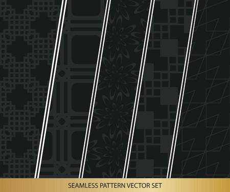 Abstract concept vector monochrome geometric pattern. Dark blue, gold minimal background. Creative illustration template. Seamless stylish texture. For wallpaper, surface, web design, textile, decor.のイラスト素材