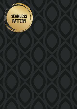 Abstract concept vector monochrome geometric pattern. Dark blue, gold minimal background. Creative illustration template. Seamless stylish texture. For wallpaper, surface, web design, textile, decor.のイラスト素材