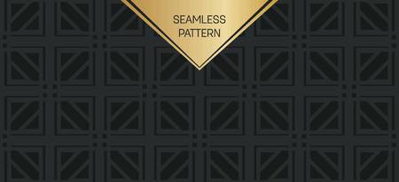 Abstract concept vector monochrome geometric pattern. Dark blue, gold minimal background. Creative illustration template. Seamless stylish texture. For wallpaper, surface, web design, textile, decor.のイラスト素材