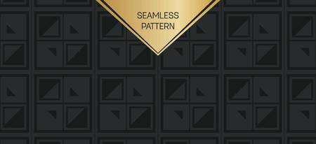 Abstract concept vector monochrome geometric pattern. Dark blue, gold minimal background. Creative illustration template. Seamless stylish texture. For wallpaper, surface, web design, textile, decor.のイラスト素材