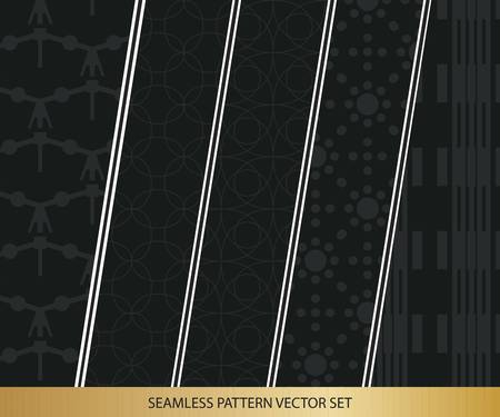 Abstract concept vector monochrome geometric pattern. Dark blue, gold minimal background. Creative illustration template. Seamless stylish texture. For wallpaper, surface, web design, textile, decor.のイラスト素材