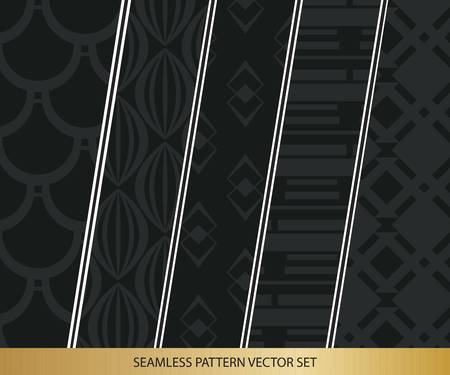 Abstract concept vector monochrome geometric pattern. Dark blue, gold minimal background. Creative illustration template. Seamless stylish texture. For wallpaper, surface, web design, textile, decor.のイラスト素材