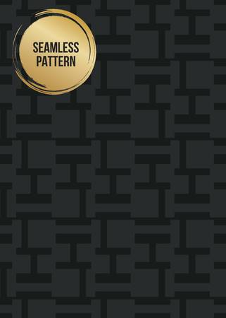 Abstract concept vector monochrome geometric pattern. Dark blue, gold minimal background. Creative illustration template. Seamless stylish texture. For wallpaper, surface, web design, textile, decorのイラスト素材