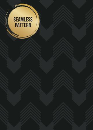 Abstract concept vector monochrome geometric pattern. Dark blue, gold minimal background. Creative illustration template. Seamless stylish texture. For wallpaper, surface, web design, textile, decorのイラスト素材