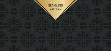 Abstract concept vector monochrome geometric pattern. Dark blue, gold minimal background. Creative illustration template. Seamless stylish texture. For wallpaper, surface, web design, textile, decorのイラスト素材