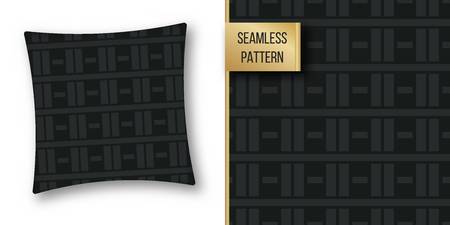 Abstract concept vector monochrome geometric pattern. Dark blue, gold minimal background. Creative illustration template. Seamless stylish texture. For wallpaper, surface, web design, textile, decorのイラスト素材