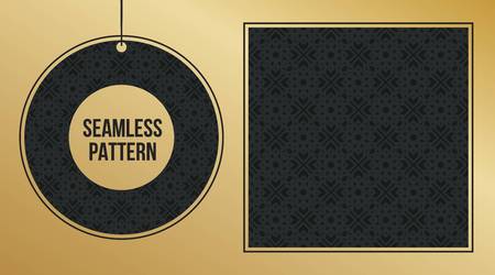 Abstract concept vector monochrome geometric pattern. Dark blue, gold minimal background. Creative illustration template. Seamless stylish texture. For wallpaper, surface, web design, textile, decorのイラスト素材