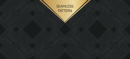 Abstract concept vector monochrome geometric pattern. Dark blue, gold minimal background. Creative illustration template. Seamless stylish texture. For wallpaper, surface, web design, textile, decorのイラスト素材