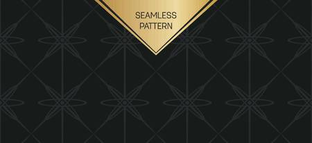 Abstract concept vector monochrome geometric pattern. Dark blue, gold minimal background. Creative illustration template. Seamless stylish texture. For wallpaper, surface, web design, textile, decorのイラスト素材