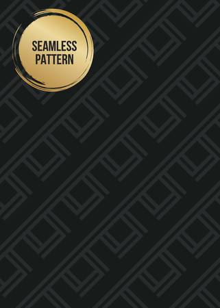 Abstract concept vector monochrome geometric pattern. Dark blue, gold minimal background. Creative illustration template. Seamless stylish texture. For wallpaper, surface, web design, textile, decorのイラスト素材