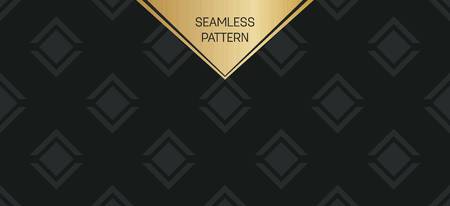 Abstract concept vector monochrome geometric pattern. Dark blue, gold minimal background. Creative illustration template. Seamless stylish texture. For wallpaper, surface, web design, textile, decorのイラスト素材