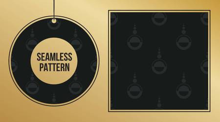 Abstract concept vector monochrome geometric pattern. Dark blue, gold minimal background. Creative illustration template. Seamless stylish texture. For wallpaper, surface, web design, textile, decorのイラスト素材