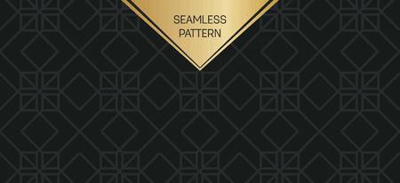 Abstract concept vector monochrome geometric pattern. Dark blue, gold minimal background. Creative illustration template. Seamless stylish texture. For wallpaper, surface, web design, textile, decorのイラスト素材