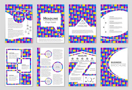 Abstract vector layout background set. For art template design, list, front page, mockup brochure theme style, banner, idea, cover, booklet, print, flyer, book, blank, card, ad, sign, sheet, a4のイラスト素材