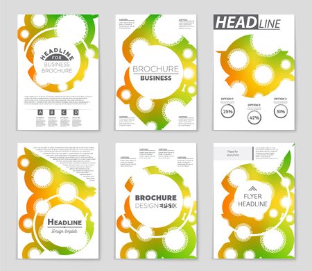 Abstract vector layout background set. For art template design, list, front page, mockup brochure theme style, banner, idea, cover, booklet, print, flyer, book, blank, card, ad, sign, sheet, a4.のイラスト素材