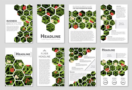 Abstract vector layout background set. For art template design, list, front page, mockup brochure theme style, banner, idea, cover, booklet, print, flyer, book, blank, card, ad, sign, sheet, a4のイラスト素材